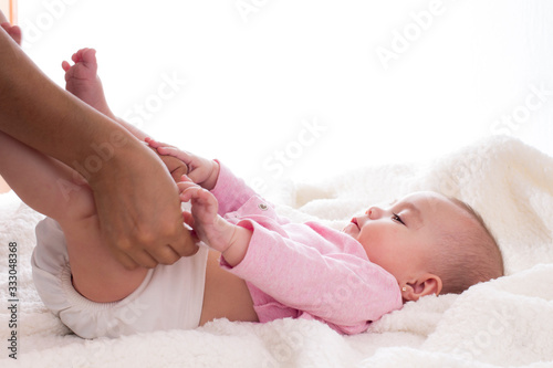 baby changing cloth diaper, little girl