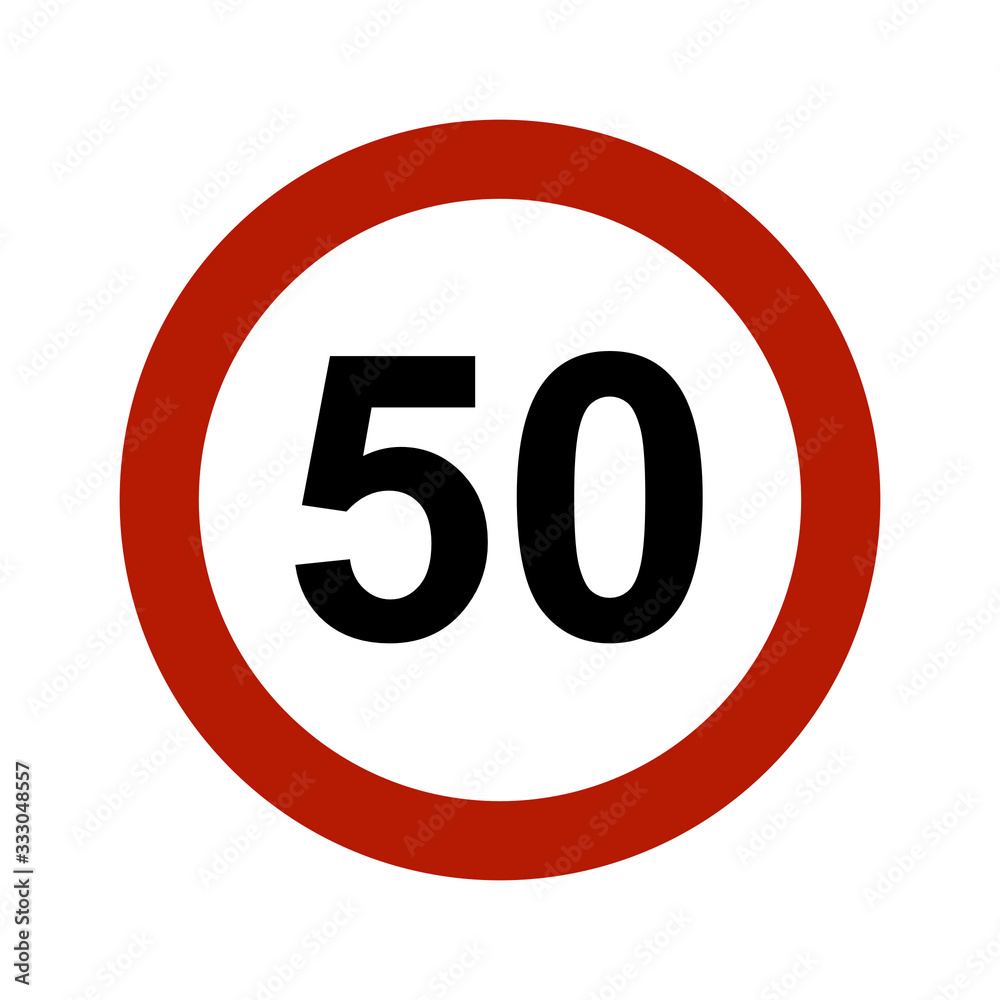 Speed limit traffic sign for 50 km/h Speed limit traffic sign for 50 km/h