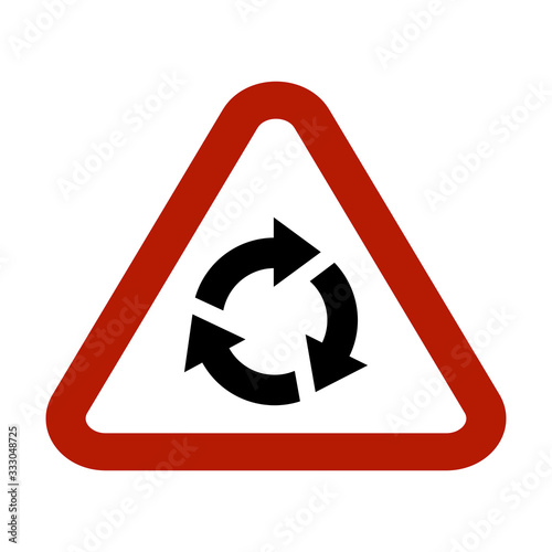 Traffic sign for roundabout ahead photo
