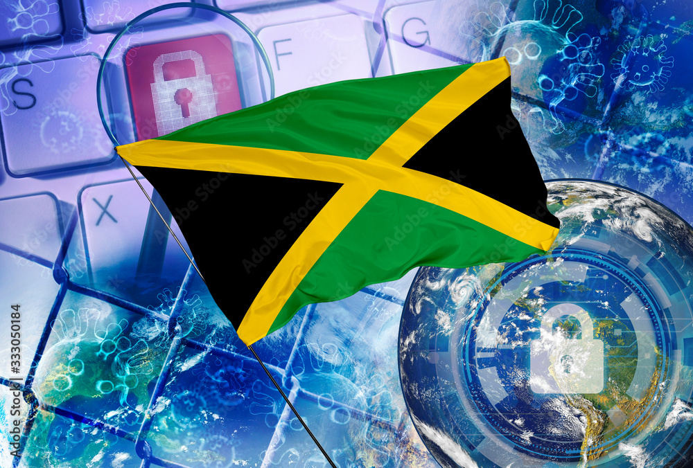 Concept of Jamaica national lockdown due to coronavirus crisis covid-19 disease. Country announce movement control order emergency state restrictions to combat the spread of the virus.