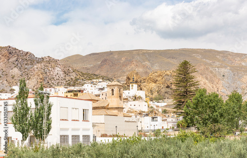 a view of Alboloduy town in the eastern Sierra Nevada, province of Almeria, Andalusia, Spain