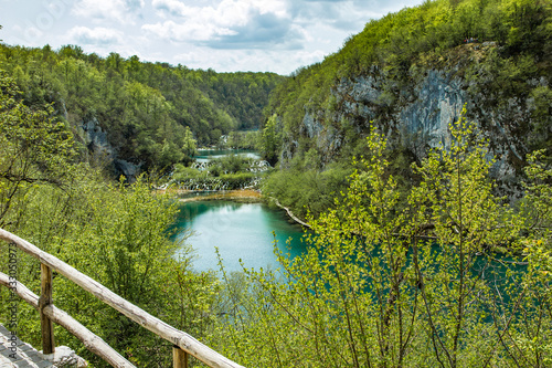 Plitivice lakes, Croatia: 24th april 2019 - Famous Plitvice lakes in Croatia, Europe, UNESCO, waterfall photo