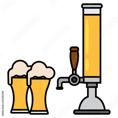 Isolated beer tap and beer glasses