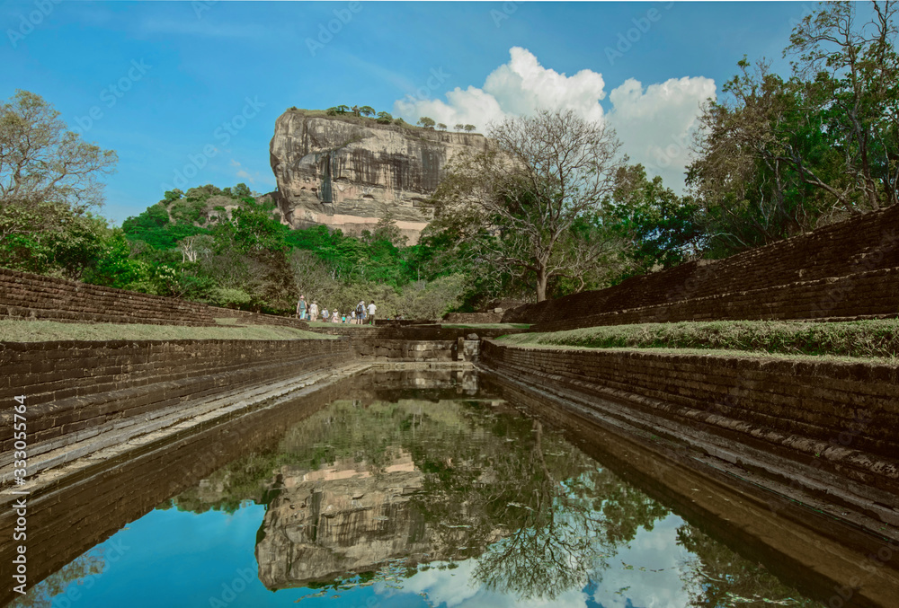 Sigiriya Rock Fortress In Sigiriya, Sri Lanka. Sigiriya Has Been Listed As A World Heritage Site In Sri Lanka (With Computer Color Effects) 