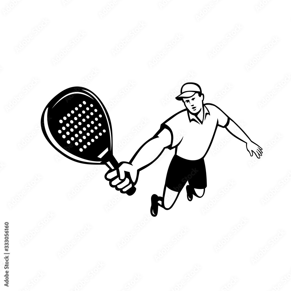Mascot icon illustration of a padel player, a racquet sport with ...