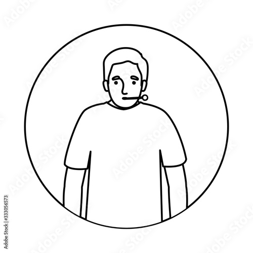 Avatar man with fever and thermometer vector design