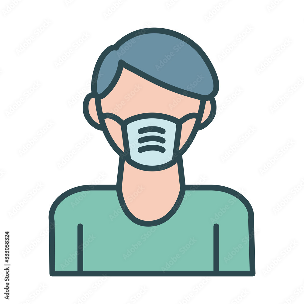 man using face mask accessory fill style man using face mask accessory fill style