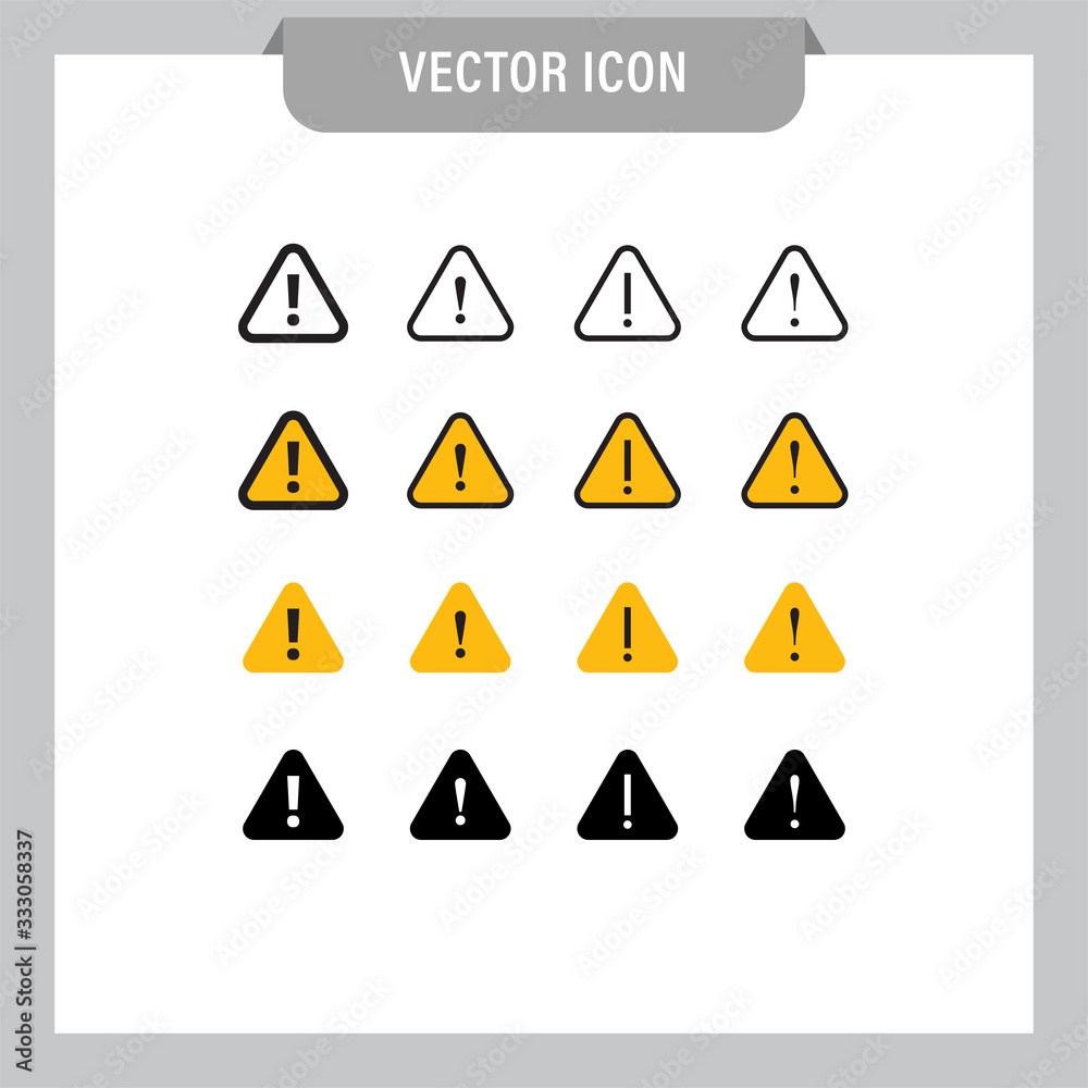 Alert icons. Exclamation sign in triangle, alarm message. Alert icons. Exclamation sign in triangle, alarm message.