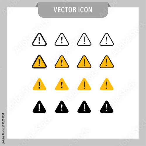 Alert icons. Exclamation sign in triangle  alarm message.