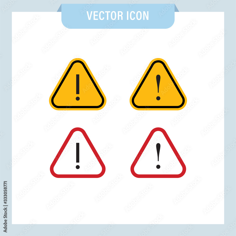 Alert icons. Exclamation sign in triangle, alarm message. Alert icons. Exclamation sign in triangle, alarm message.