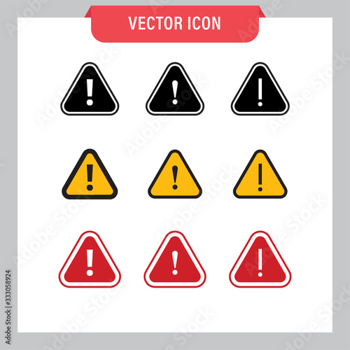 Alert icons. Exclamation sign in triangle  alarm message.