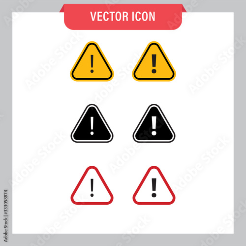 Alert icons. Exclamation sign in triangle  alarm message.