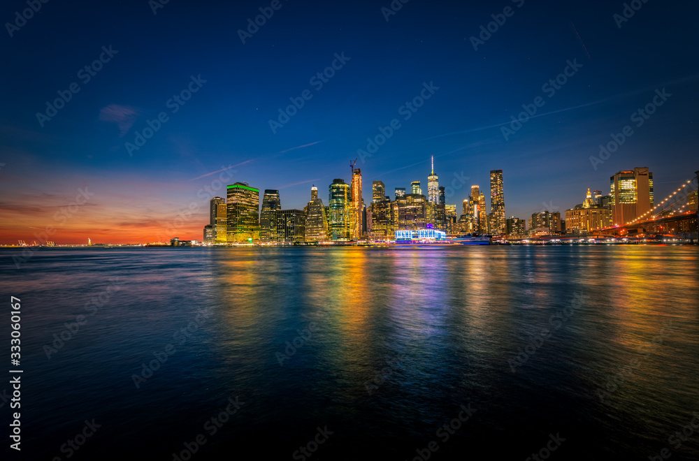 New York Manhattan panoramic sunset view