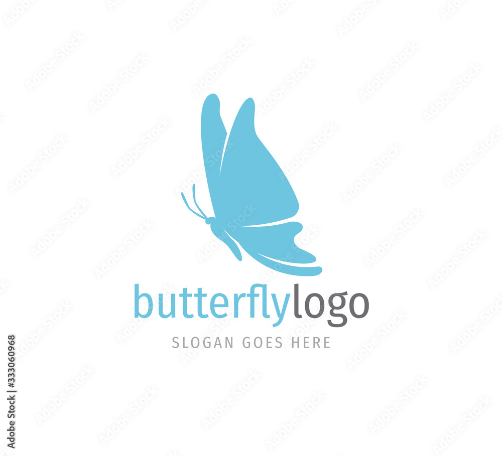 simple blue beautiful butterfly vector logo design open wings from side view simple blue beautiful butterfly vector logo design open wings from side view