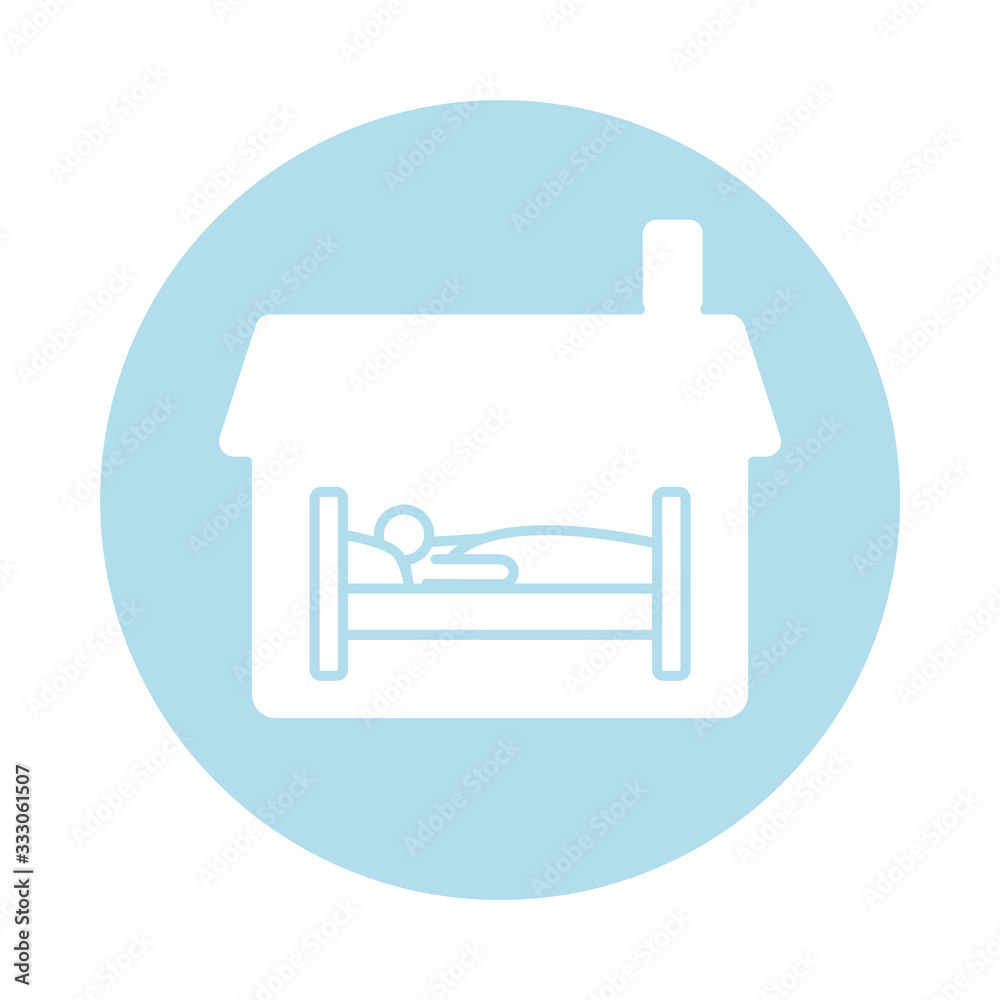 house with person sleeping in bed block silhouette style icon house with person sleeping in bed block silhouette style icon