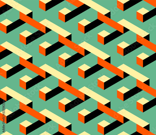 Abstract isometric geometric shape seamless pattern background modern art style