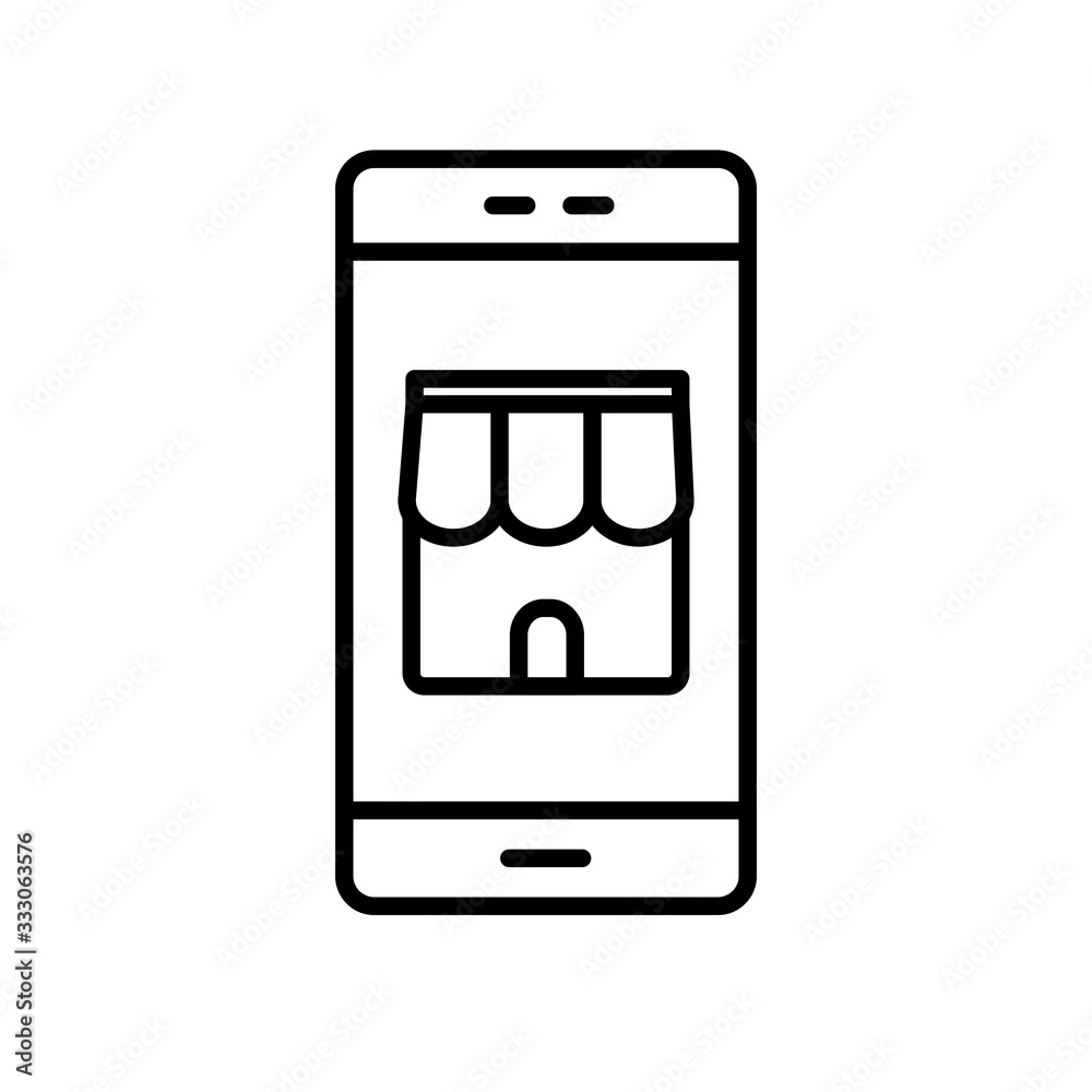 shopping store inside smartphone line style icon vector design shopping store inside smartphone line style icon vector design