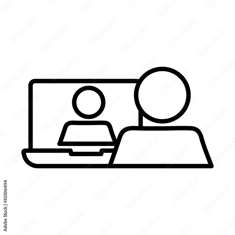 person using laptop line style icon person using laptop line style icon