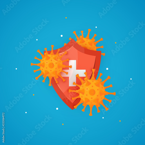 Immune system icon in cartoon style, vector