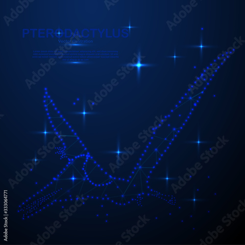Abstract pterodactyl in the space, low poly style design