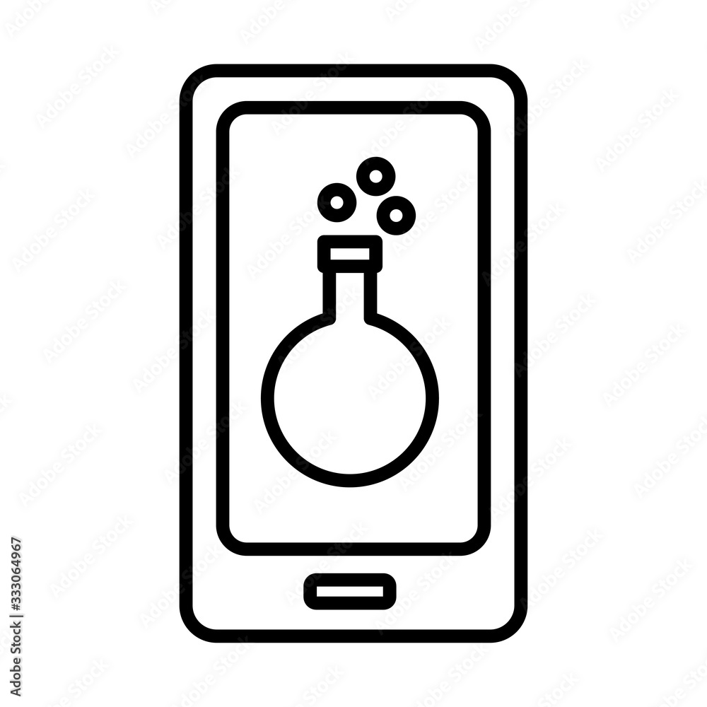 smartphone with tube test laboratory line style icon smartphone with tube test laboratory line style icon