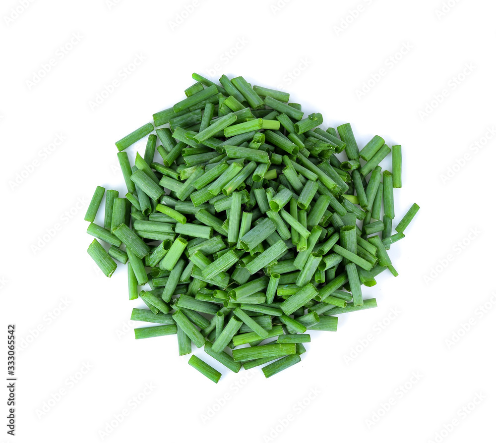 green onion slice isolated on white background green onion slice isolated on white background