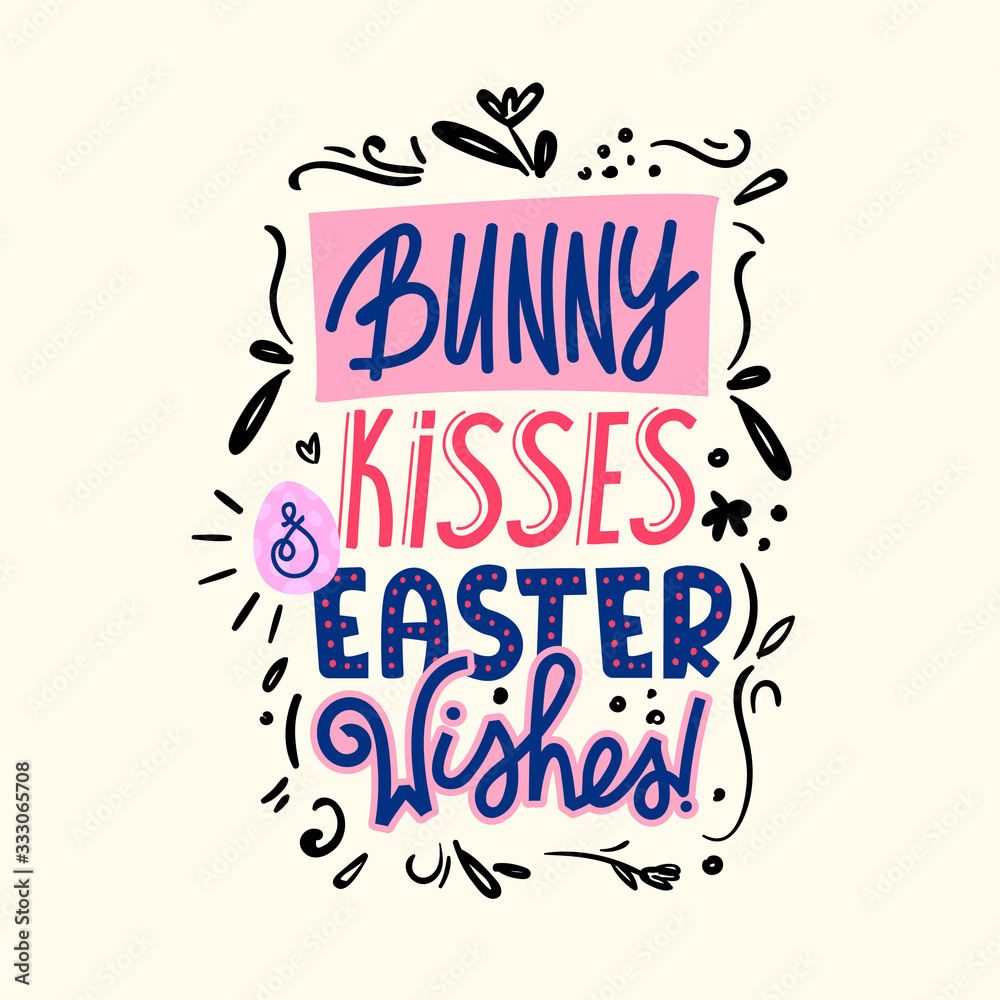Easter holiday ad decorative hand drawn lettering.