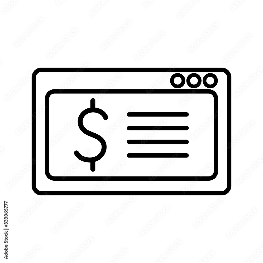 Isolated website with dollar symbol line style icon vector design Isolated website with dollar symbol line style icon vector design