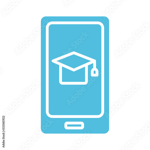 hat graduation in smartphone silhouette style icon