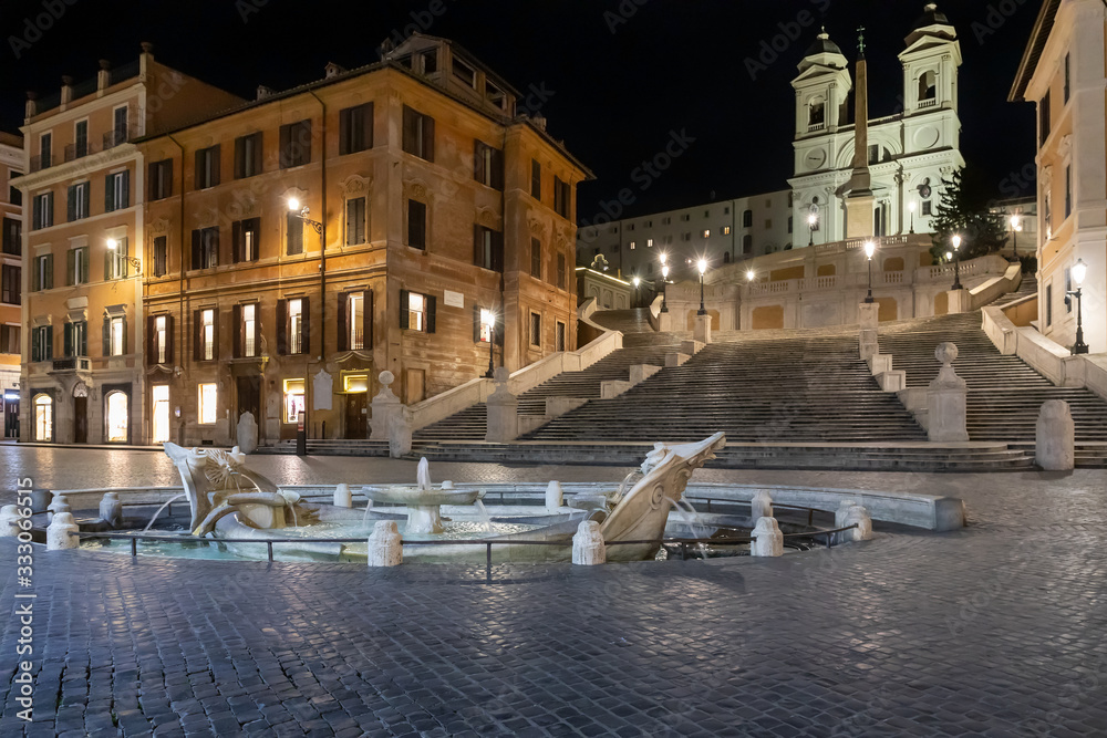 Piazza di Spagna unusually empty due to the coronavirus emergency in Italy.