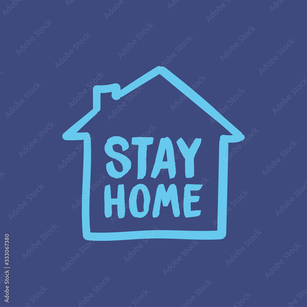 Stay home campaign symbol. Hand drawn house doodle for quarantine times. 