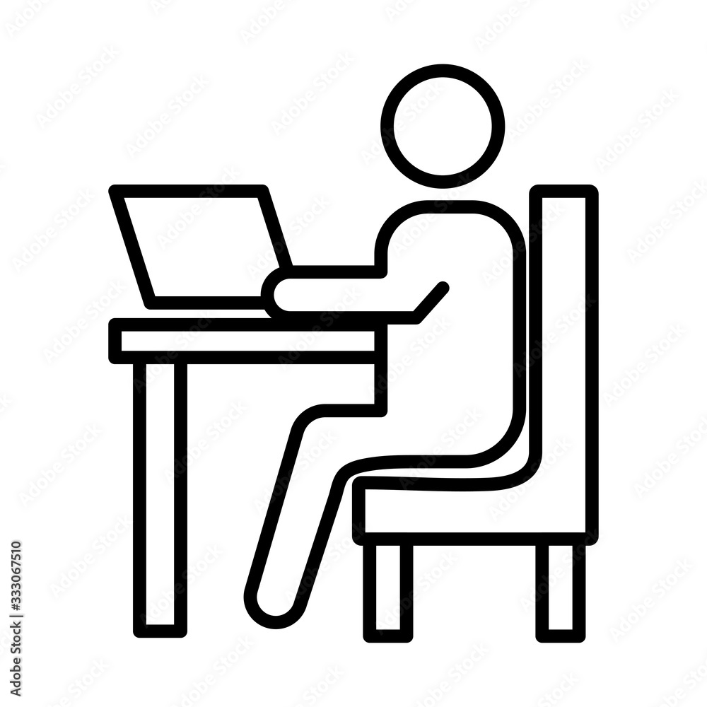 Fototapeta premium person using laptop portable line style icon