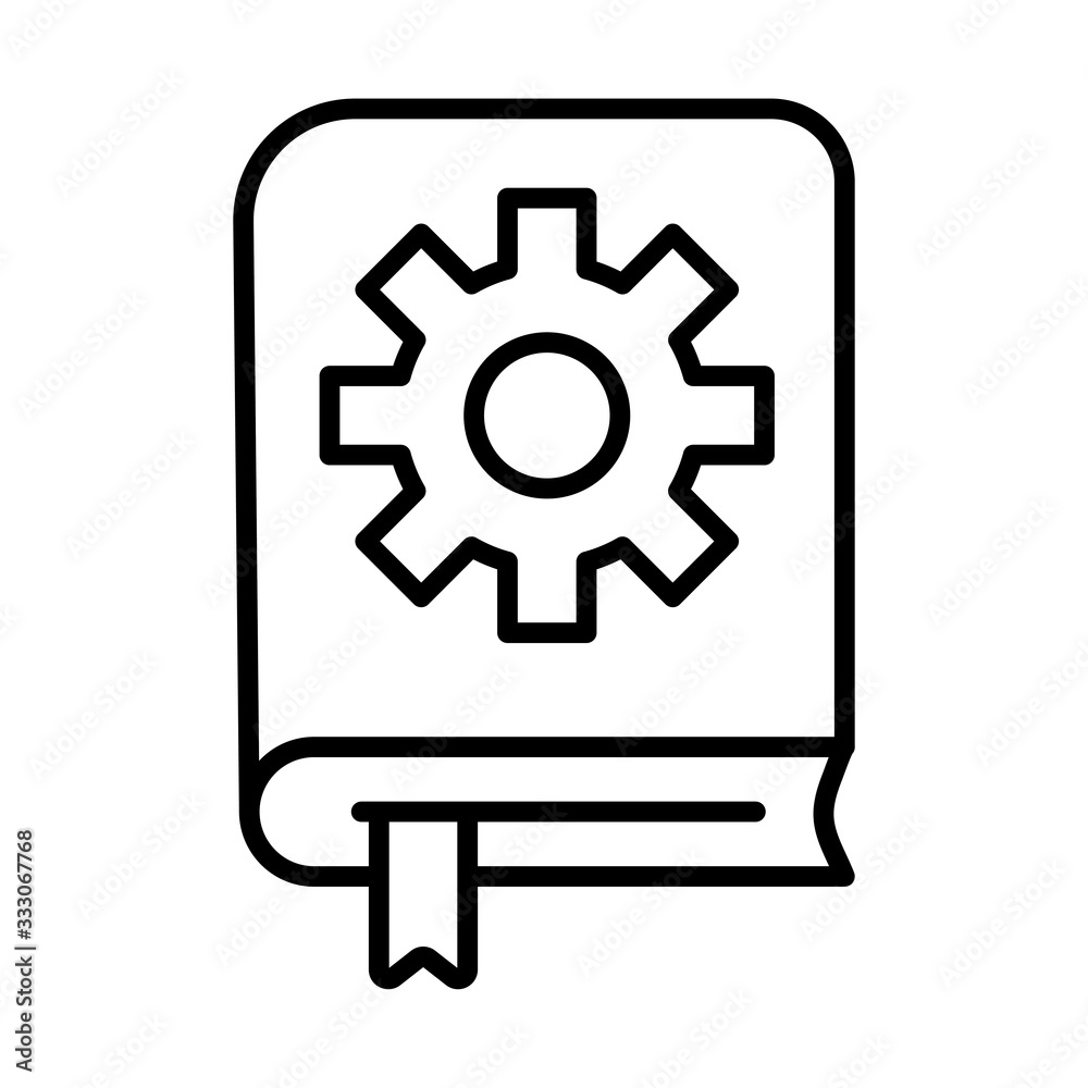 text book with gear line style icon text book with gear line style icon