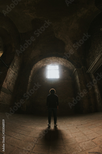 Alone In dark  Inside a church In Istanbul Turkey 