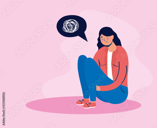 woman with stress attack character