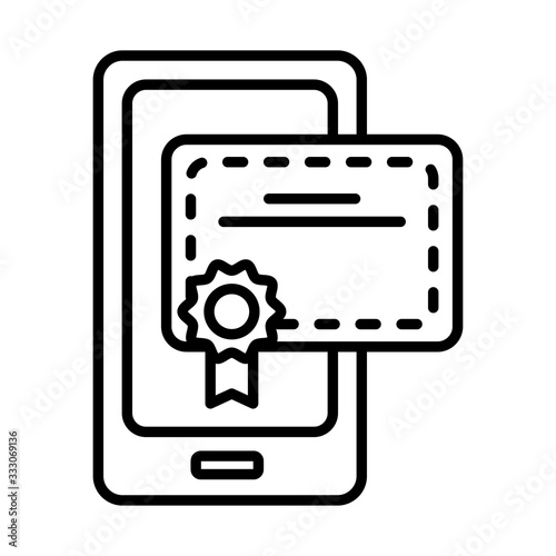 graduation certificate in smartphone line style icon