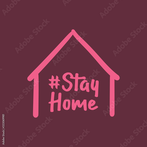 Stay home campaign symbol. Hand drawn house doodle for quarantine times. 