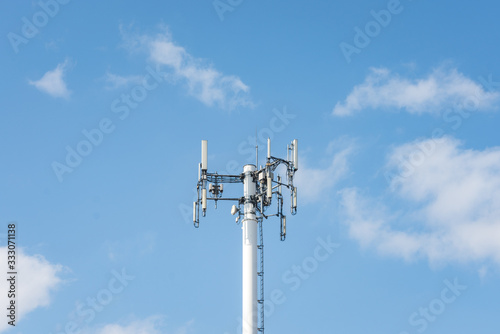 antenna tower on blue sky background