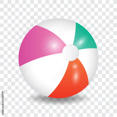 Beach ball, colorful striped ball, vector illustration.