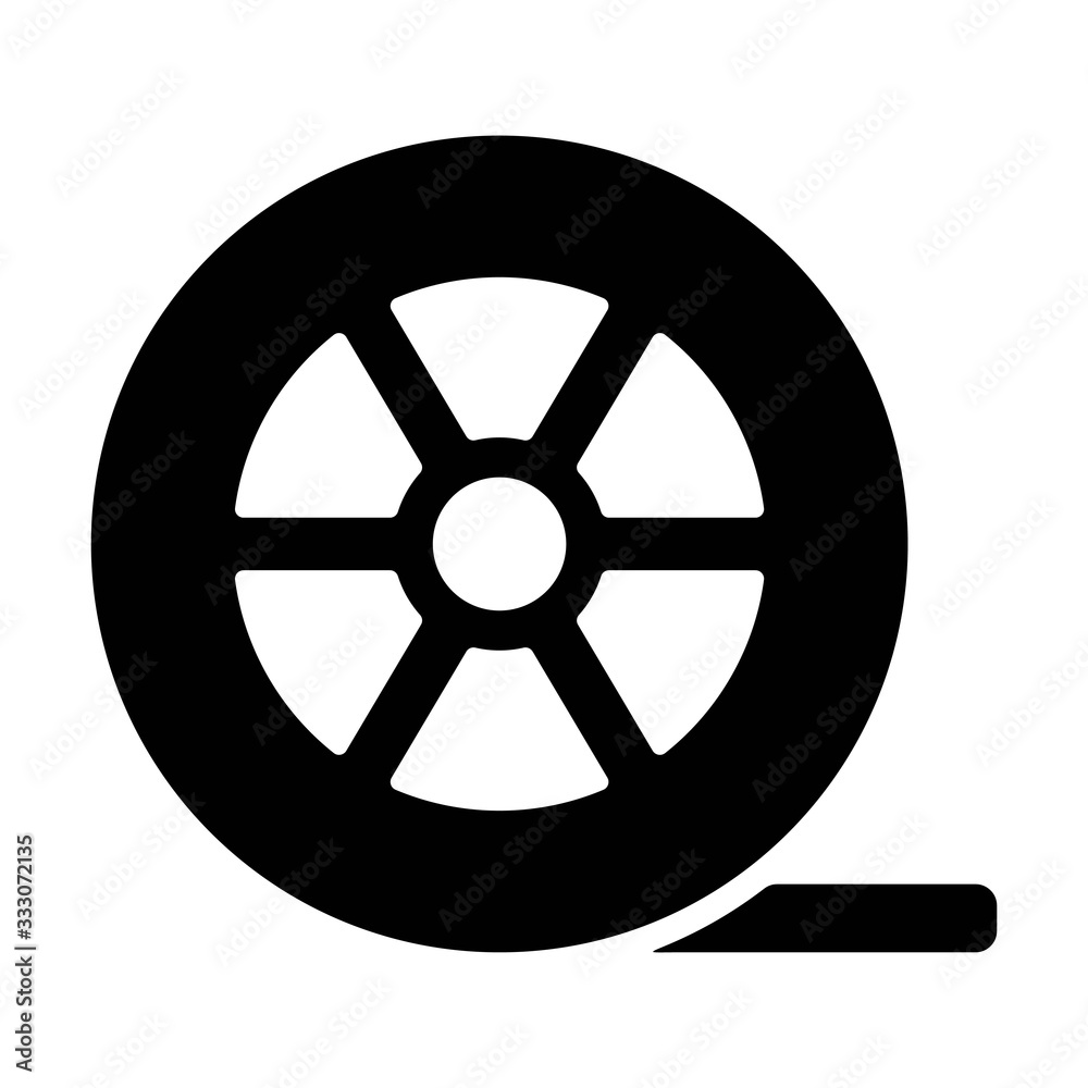 Fototapeta premium Auto wheel tire icon in line style. Car tires symbol.