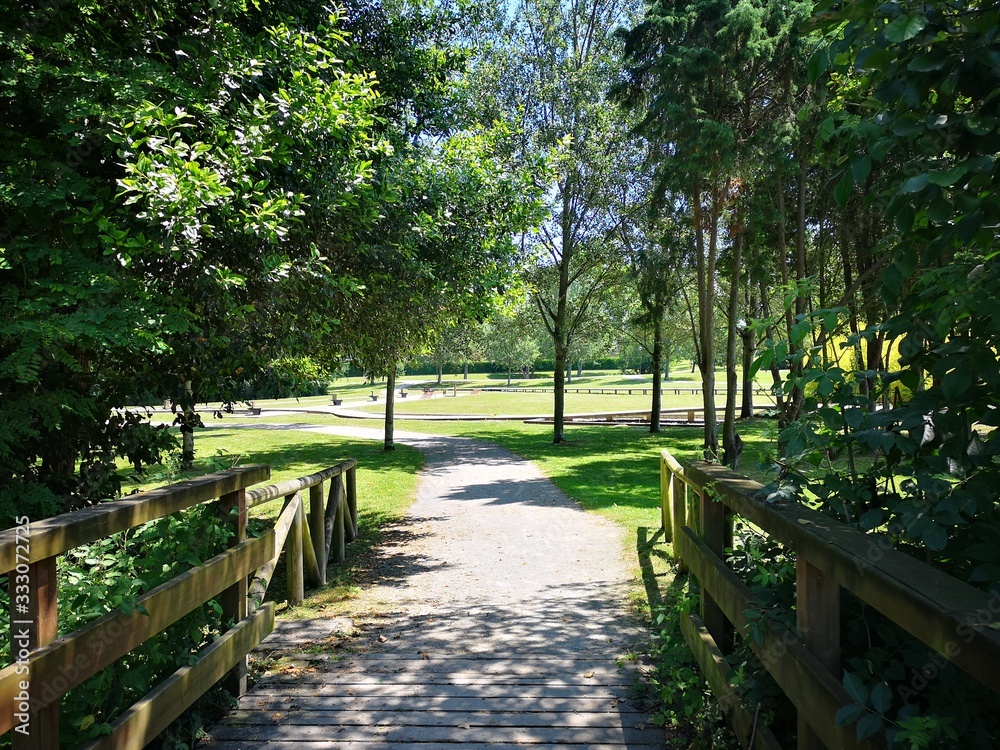 A path in a a park in Gijon, a city in the north of Spain