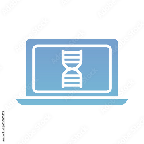 laptop with dna molecule health online silhouette gradient style