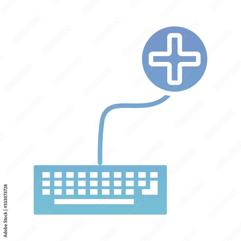 Obraz premium keyboard with medical symbol health online silhouette gradient style