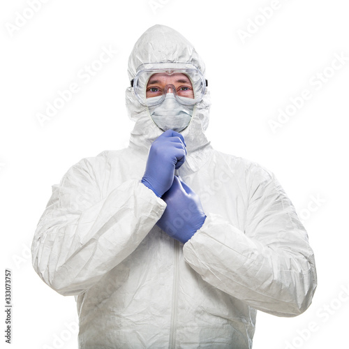 Man Wearing Hazmat Suit, Go...