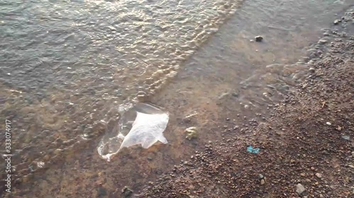 Wave Water flow garbage plastic In the river