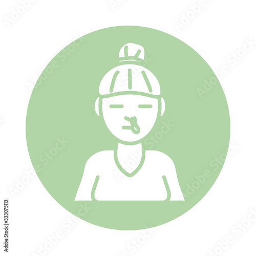 woman with nose flu block silhouette style icon