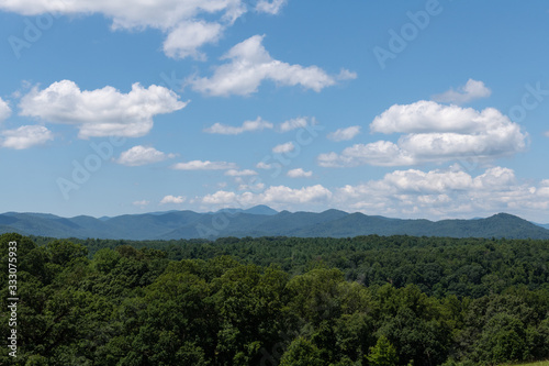 Asheville, North Carolina - July 24, 2019 - View off the back of the Biltmore Estate overlooking the Pisagah National Forrest