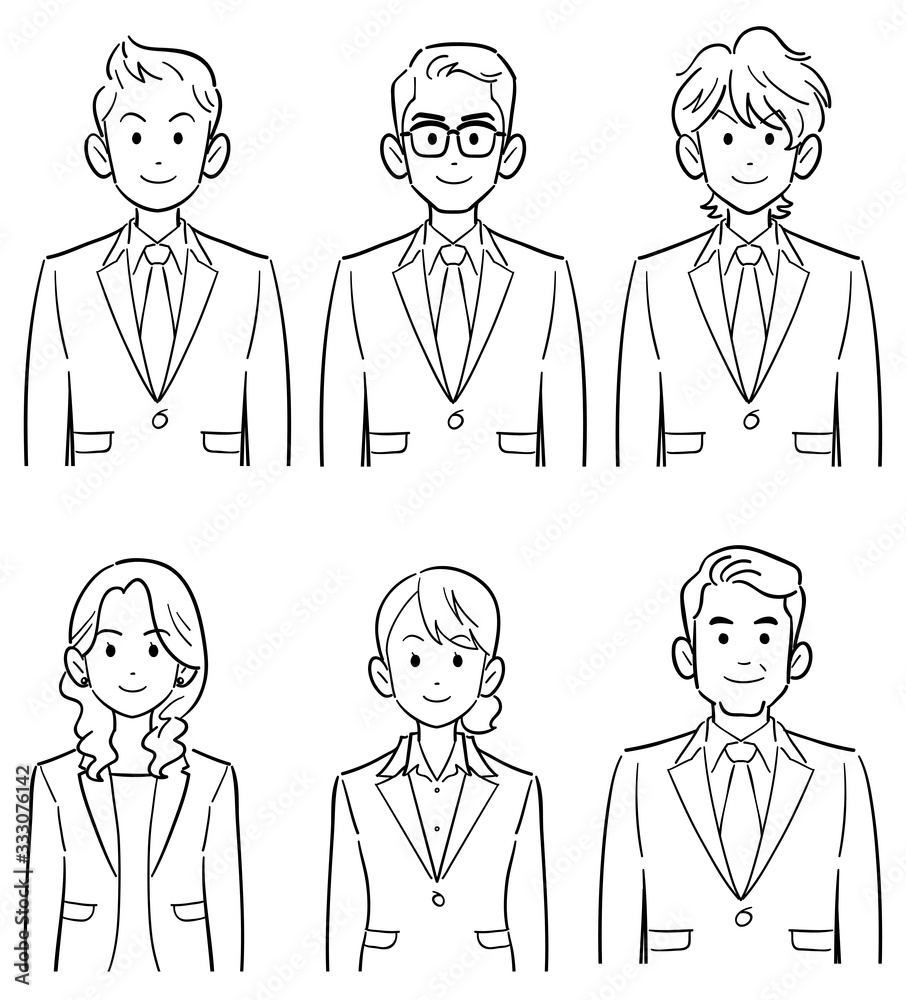 6人のビジネスチームの上半身