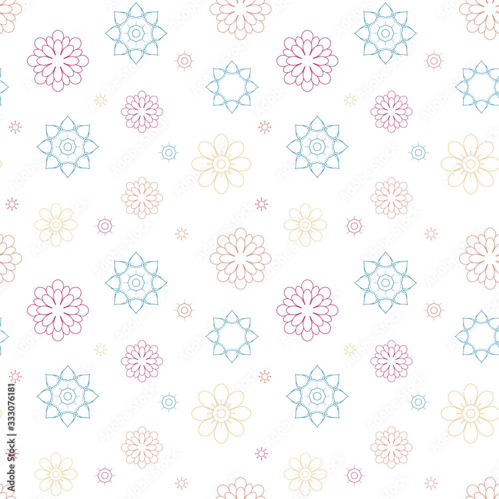 Seamless floral pattern background, Vector flower ornament, Hand drawn decorative element, Seamless backgrounds and wallpapers for fabric, packaging, Decorative print, Textile, repeating pattern