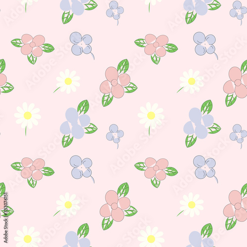 Seamless floral pattern background, Vector flower ornament, Hand drawn decorative element, Seamless backgrounds and wallpapers for fabric, packaging, Decorative print, Textile, repeating pattern